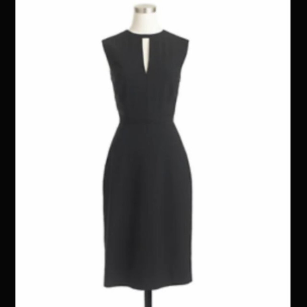 J. Crew Wool Keyhole Black Wool Stretch Dess 8